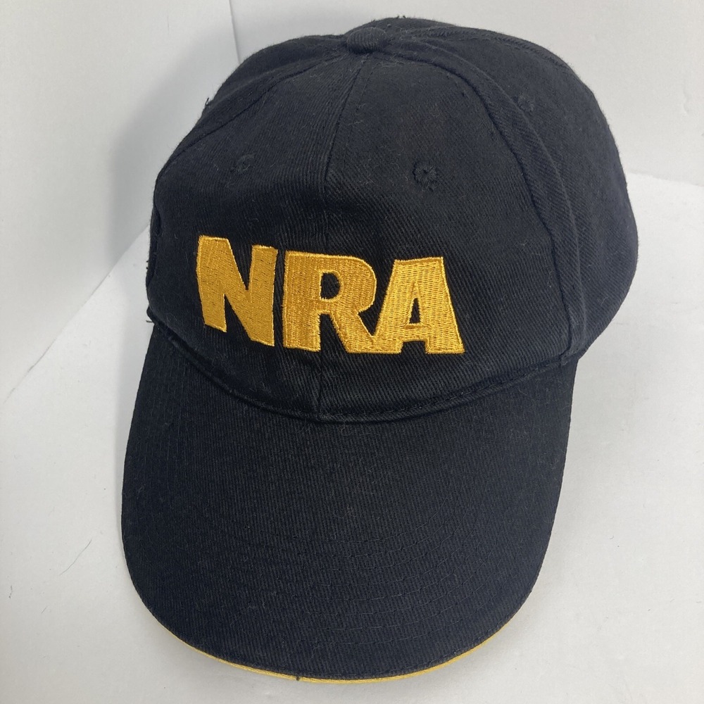 NRA Baseball Hat Cap Mens Black Yellow Embroidered American Flag 2A Hat